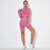 Seamless Sports Set Gym Women Tracksuit Clothing Fitness Leggings Cropped Shirts Sport Suit Women Long Sleeve