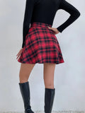 Black England Style High Waist Solid Button Mini A-Line