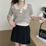 T-Shirts For Summer POLO Shirts 2025 New Thin Ice Silk Knitted Loose Short-Sleeved Thin