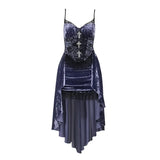 Summer New Dark Style Fashion Temperament Sexy Slim Purple Suspender Tail Dress Women's Dress-Outfit