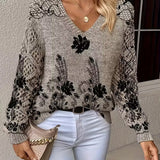 Coarse Needle Hot Selling 3D Digital Printed Lady V Collar Autumn Winter