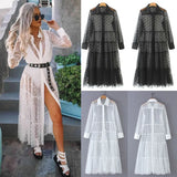 Autumn Women Mesh Sheer Maxi Dress See-through Party Club wear Dot Lovely Office Ladies Dress New-Outfit