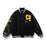 Hop Baseball Jacket Men Coats Furry Smiley Letter Embroidery Oversized Varsity Jackets PU Harajuku Bomber Jackets
