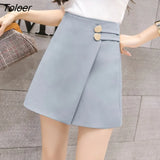 Women Solid Button Simple Summer Chiffon Lightweight Office Lady Mini Skirt All-match Slim Korean Style Fashion