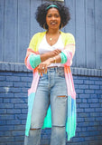 Contrast Color Long Cardigans with