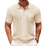 Men's POLO Shirt Summer Solid Color Short Sleeve Pit Commuter Jacket Knitted