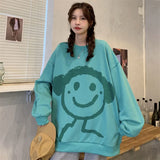 Deeptown Kawaii Graffiti Hoodie Women Anime Print Long Sleeve Crewneck Sweatshirt Cotton Fall 2021 Casual Streetwear Alt