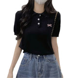 Of Arts And Arts Summer New Mahua Butterfly Embroidery Small Cicpic Design Sense Knitted Short Sleeve