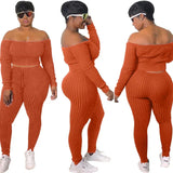 Sexy Off Shoulder Knit Top And Leggings 2 Piece