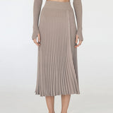New White Knit Two Piece Women Sets Fall Ribbed Crop Top And Pleated Knitted Skirt Suits For Women Midi Dress Sets