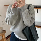 Autumn Winter Warm Loose Full Sleeve Women Knitted Pullovers Casual Simple O-neck Female Solid Sweaters Jumpers