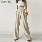 Lace Up Wide Leg Pants For Women Sexy Autumn 2021 Female Button Streetwear Office Lady Classic Pockets Pantalones