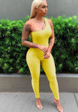 Sexy One Shoulder Sleeveless Solid Full Length Skinny