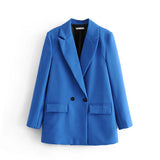 New Pure Color Double-Breasted Loose Casual Suit Jacket In Autumn-Outfit