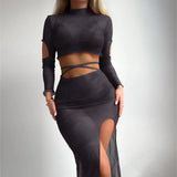 Toloer New Long-Sleeved Skirt Style Top Swimsuit Suit Split Bikini Bikini