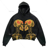 and winter new street print pattern men fashion hoodie Harajuku trendy brand Y2k couple hooded sweatshirt-Outfit