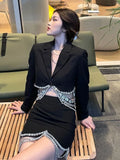 Casual Black Chain Tassels Hem Skirt For Women High Waist Solid Minimalist Mini Skirts Female Fashion Summer