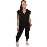 Solid Color Casual Sleeveless Top Cropped Pant Two Piece