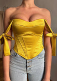 Sexy Satin Off Shoulder With Bow Sleeve