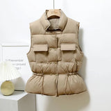 Light Winter Vest Women Short Bodywarmer Windproof Lightweight Outerwear Black Gilets Female White Sleeveless