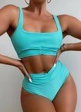 2 Piece Ruched High Waist