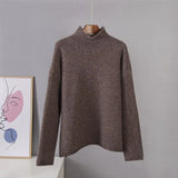 Warm Cashmere Sweater Women 2020 New Soft Crimped Neckline Loose Pullovers Korean Coffe Khaki Knitted Female