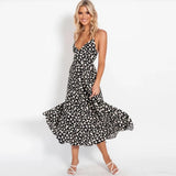 Women Midi Dresses New Arrival Summer Boho V-Neck Sleeveless Party Beach Print Long Dress Casual Sundress