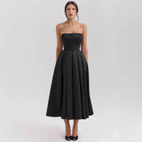 Women's Summer Wear High-Grade Fish Bone Thoracic Dress Pure Style Hot Girl Repair In The Back Of The Long
