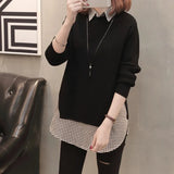 Women Clothes Spring Autumn Shirt Knit Pullover Sweater Two-Piece Sweater Women Casual Loose Large Size Shirt Bottoming