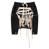 Sexy Bandage Women Skirt High Waist Patchwork Hit Color Asymmetrical Short Mini Skirts Female Fashion Clothes