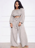 Casual Crop Top and Suspender Wide Pants
