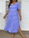 Women's Clothing 2025 Summer New V-Neck Striped Print