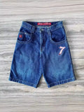 Shorts, Y2K Pants, Harajuku, Hip-Hop, Lucky Seven, Vintage Blue Baggy Jeans-Outfit
