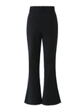 Spring High Waist Slim Side Cuff Slit Flare Pants Women Trousers Package Hips Stretch Pants Khaki Black-Outfit