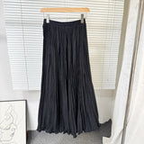 Fashion Folding Wave Half-Dress French Sweet High-Waisted A-Shaped Skirt Mid-Long Folds