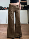 Two Buckle Low-Waist Pocket Micro-Rare Jeans Workwinds Set Legs Long Drag Leisure