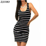 Short sleeve autumn winter Casual Women Striped Bandage Bodycon Dress Sexy Slim Sleeveless Evening Party Mini