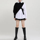 Winter's New Fashion Knitted Shawl and White Shirt Two-piece Set Streetwear Slimming