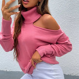 Autumn Winter Oversize Pullovers Sweaters Women Off Shoulder Turtleneck Sweater Long Sleeve Women's Cashmere Loose