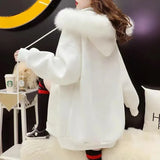 Plush Thicken Warm Mid-length Hooded Solid Cardigan Women's Sweater 2021 Autumn Winter New Loose Style Wild Jacket