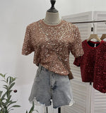Lidg Short-Sleeved T-Shirt Woman 2025 Spring Dresses Loose Lime Bling Blouse