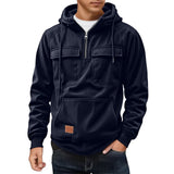 Men's Casual Coat Hooded Autumn And Winter Tunic Station Multi-Pocket