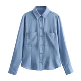 Pocket Crepe Shirt 8932499 Middle Waist Trousers 8851512 Set-Outfit