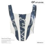New Splicing Bumpy Water Denim Repair Vest Slings Female