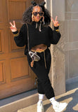 Casual Fleece Long Sleeve Hoody Top And Pant Matching