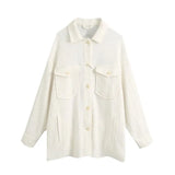 Women Fashion With Pockets Oversized Tweed Jacket Coat Vintage Long Sleeve Button-up Female Outerwear Chic