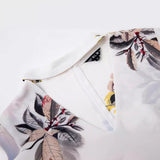 New Spring 2024 Style Neck V-Collar Printed Seersucker Shirt-Outfit