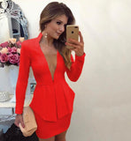 Lady Elegant Blazer Dresses Women Sexy Wear To Work Suit Dress Smart Casual Long Sleeve V Neck 2021 Spring
