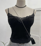 Up The Coat Series Velvet Lace Lace Sling With Chest Pad Wear Vest Top