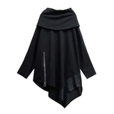 Loose Fit Black Irregular Sweatshirt New Turtleneck Long Sleeve Women Big Size Fashion Tide Spring Autumn 2023